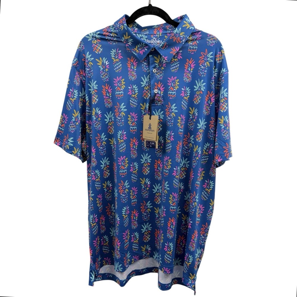 Chubbies Men's Size XXL Graphic Colorful Performance Polo "Pineapple Sketch" NWT